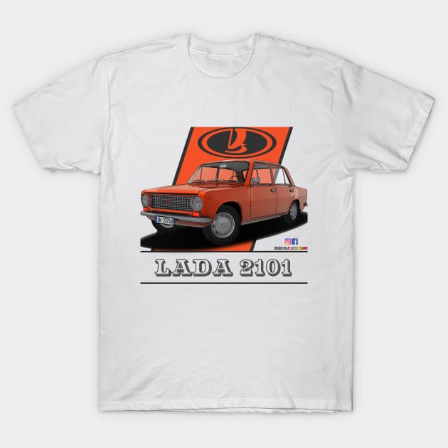 Lada 2101 1970 Orange T-Shirt by PjesusArt